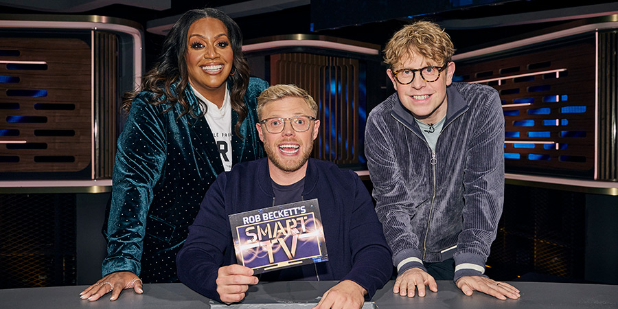 Rob Beckett's Smart TV. Image shows left to right: Alison Hammond, Rob Beckett, Josh Widdicombe