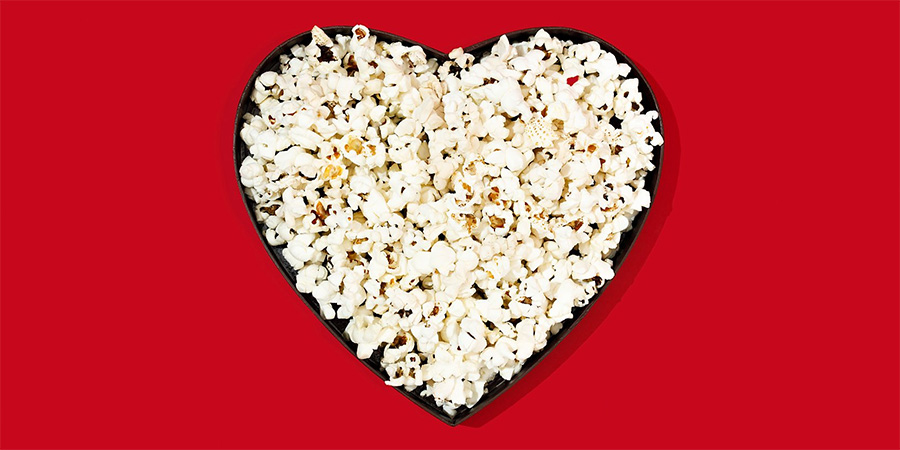 Assortment of popcorn in the shape of a heart. Credit: BBC