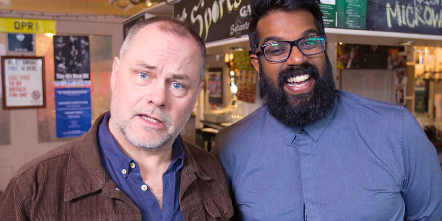 Romesh: Talking To Comedians. Image shows from L to R: Jack Dee, Romesh Ranganathan