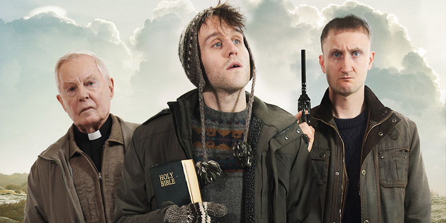 Say Your Prayers. Image shows from L to R: Father Enoch (Derek Jacobi), Tim (Harry Melling), Vic (Tom Brooke)