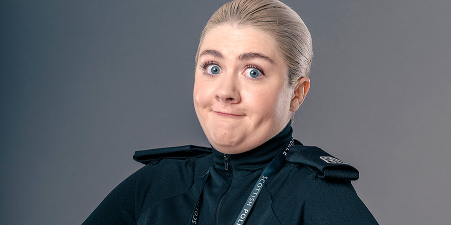 Scot Squad. PC Sharon McKelvie (Phoebe Connolly). Credit: The Comedy Unit