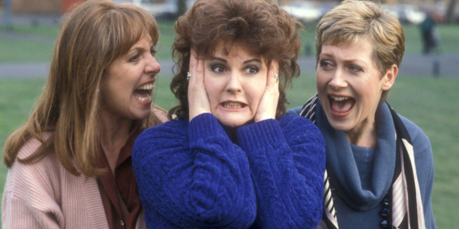 Screaming. Image shows from L to R: Beatrice (Penelope Wilton), Annie (Gwen Taylor), Rachael (Jill Baker). Copyright: BBC
