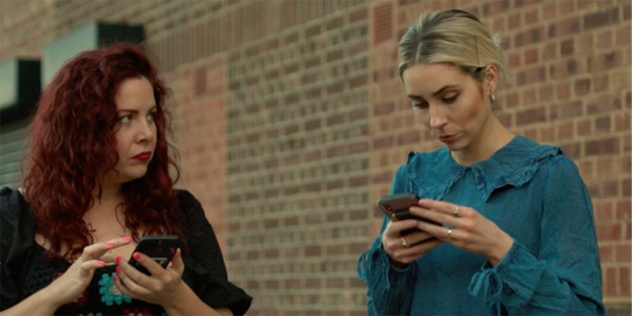 screen time. Image shows left to right: Lola-Rose Maxwell, Stevie Martin