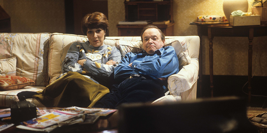 Second Thoughts. Image shows left to right: Faith (Lynda Bellingham), Bill (James Bolam)