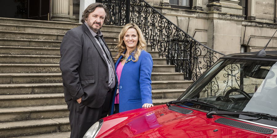 Shakespeare & Hathaway - Private Investigators. Image shows from L to R: Frank Hathaway (Mark Benton), Luella Shakespeare (Jo Joyner)