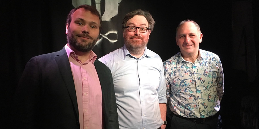 Sitcom Geeks. Image shows from L to R: John Finnemore, James Cary, Dave Cohen