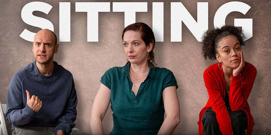 Sitting. Image shows from L to R: Luke (Mark Weinman), Mary (Katherine Parkinson), Cassandra (Alex Jarrett). Copyright: Avalon Television