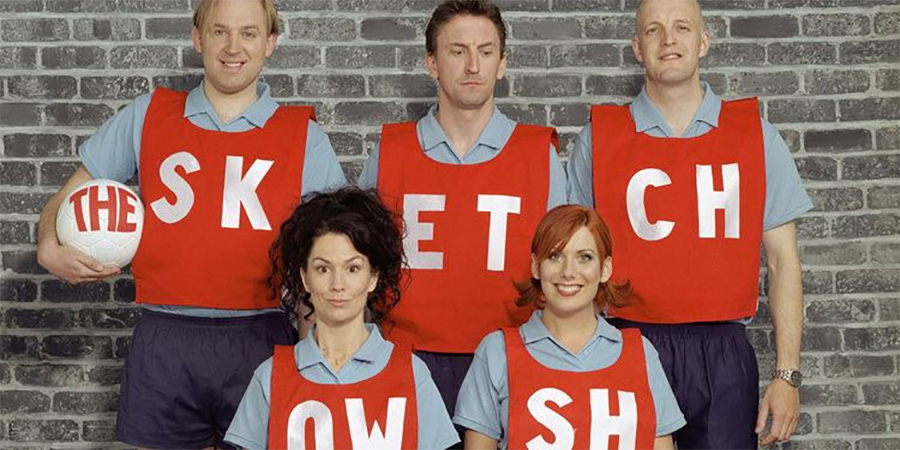 The Sketch Show. Image shows from L to R: Tim Vine, Kitty Flanagan, Lee Mack, Karen Taylor, Jim Tavaré