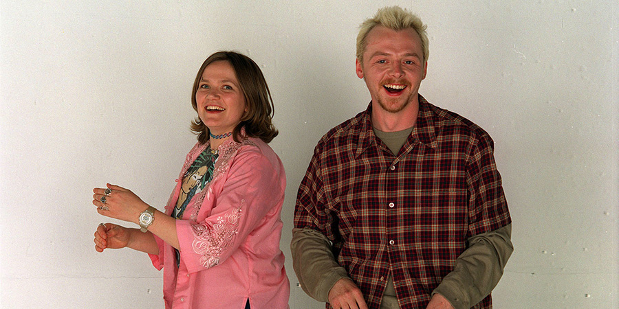 Spaced. Image shows left to right: Daisy Steiner (Jessica Hynes), Tim Bisley (Simon Pegg). Credit: London Weekend Television