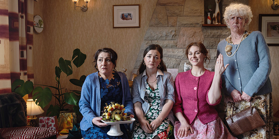 Spinster. Image shows left to right: Jen (Mary Moulds), Ruby (Amy Molloy), Eliza (Ellie McKay), Nana June (Julia Dearden) Spinster. Image shows left to right: Jen (Mary Moulds), Ruby (Amy Molloy), Eliza (Ellie McKay), Nana June (Julia Dearden)