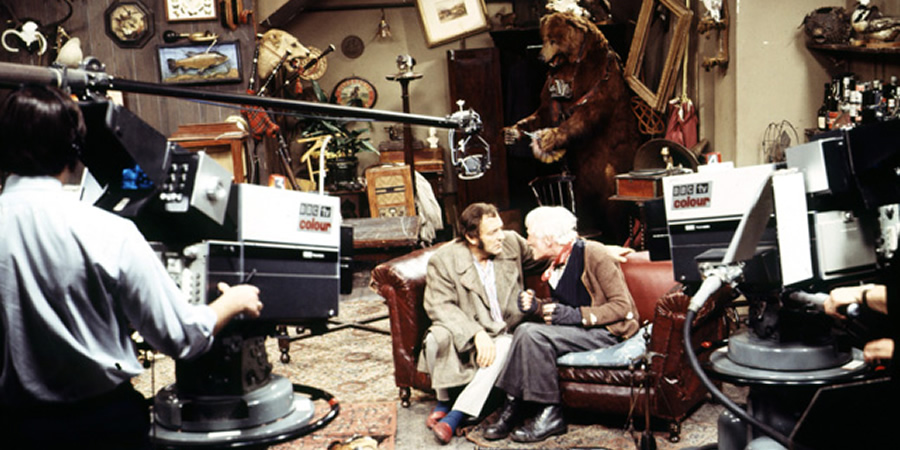 Steptoe And Son. Image shows from L to R: Harold Steptoe (Harry H. Corbett), Albert Steptoe (Wilfrid Brambell). Copyright: BBC