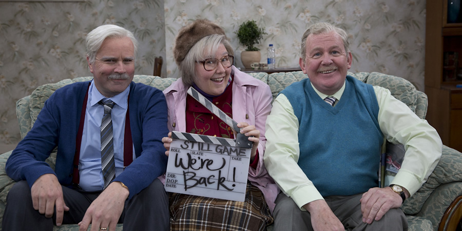 Still Game. Image shows from L to R: Victor McDade (Greg Hemphill), Isa Drennan (Jane McCarry), Jack Jarvis (Ford Kiernan)