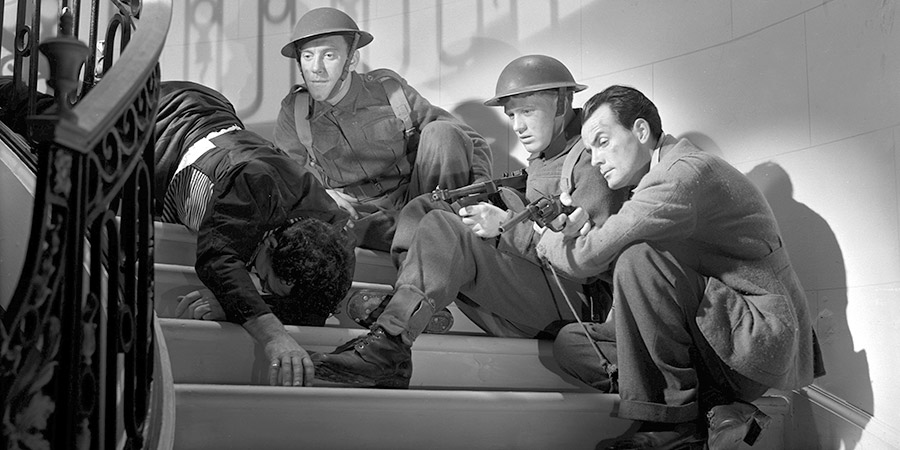 The Foreman Went To France. Image shows from L to R: Tommy Hoskins (Tommy Trinder), Alastair 'Jock' MacFarlane (Gordon Jackson), Fred Garrick (Clifford Evans). Copyright: Ealing Studios / STUDIOCANAL