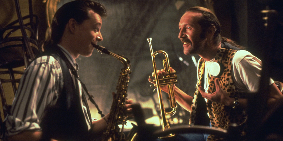 The Commitments. Image shows from L to R: Dean Fay (Félim Gormley), Joey "The Lips" Fagan (Johnny Murphy)