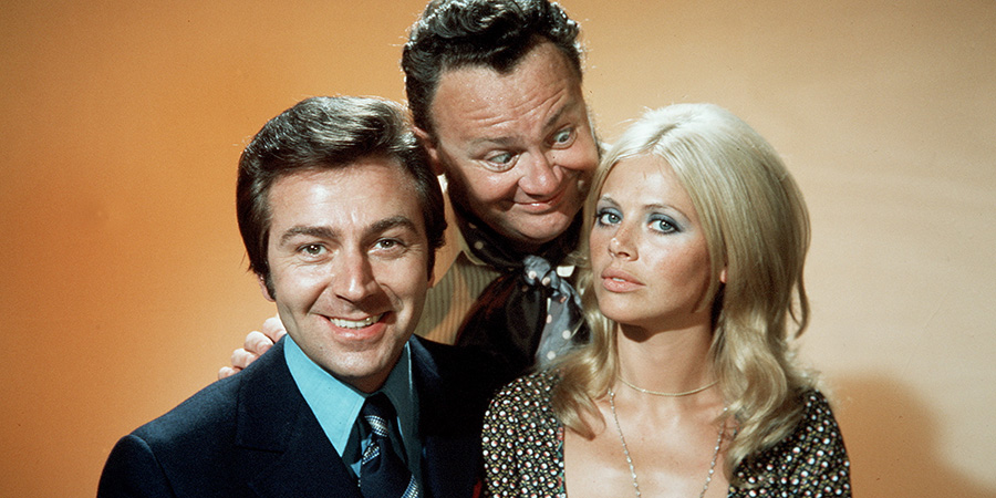 The Des O'Connor Show. Image shows left to right: Des O'Connor, Harry Secombe, Britt Ekland