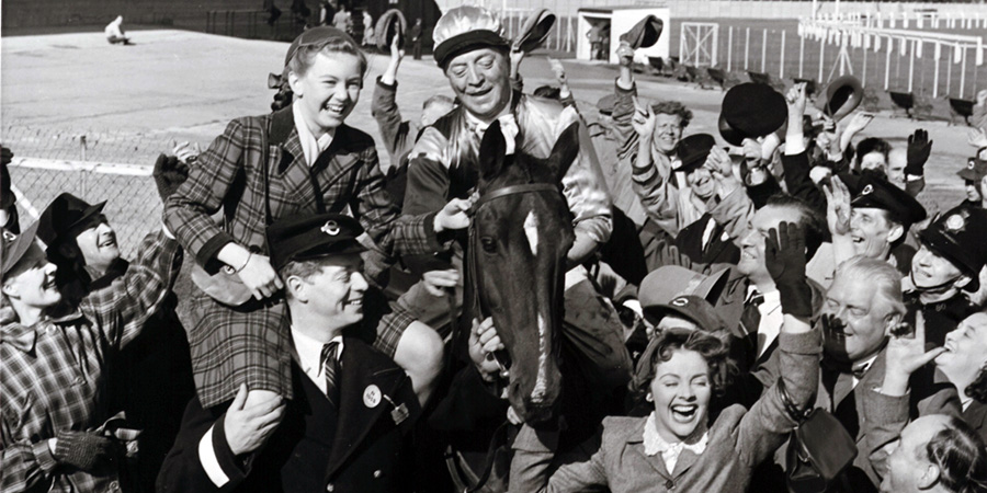 The Galloping Major. Image shows left to right: Susan Hill (Janette Scott), Bill Collins (Jimmy Hanley), Major Arthur Hill (Basil Radford), Pam Riley (Rene Ray). Credit: STUDIOCANAL