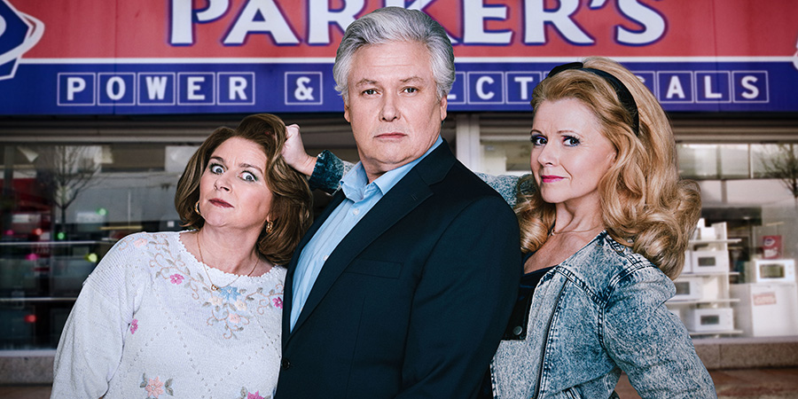 The Power Of Parker. Image shows left to right: Diane (Rosie Cavaliero), Martin Parker (Conleth Hill), Kath (Sian Gibson)