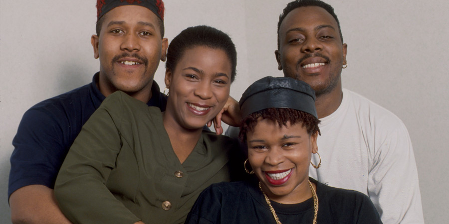 The Real McCoy. Image shows from L to R: Curtis Walker, Llewella Gideon, Collette Johnson, Ishmael Thomas. Copyright: BBC