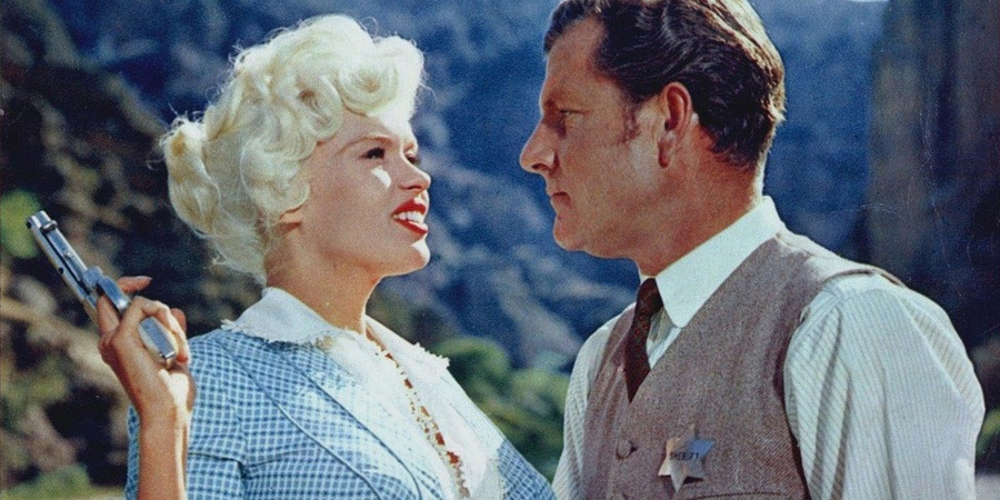 The Sheriff Of Fractured Jaw. Image shows from L to R: Kate (Jayne Mansfield), Jonathan Tibbs (Kenneth More)