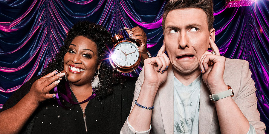 The Time It Takes. Image shows from L to R: Alison Hammond, Joe Lycett. Copyright: Hat Trick Productions