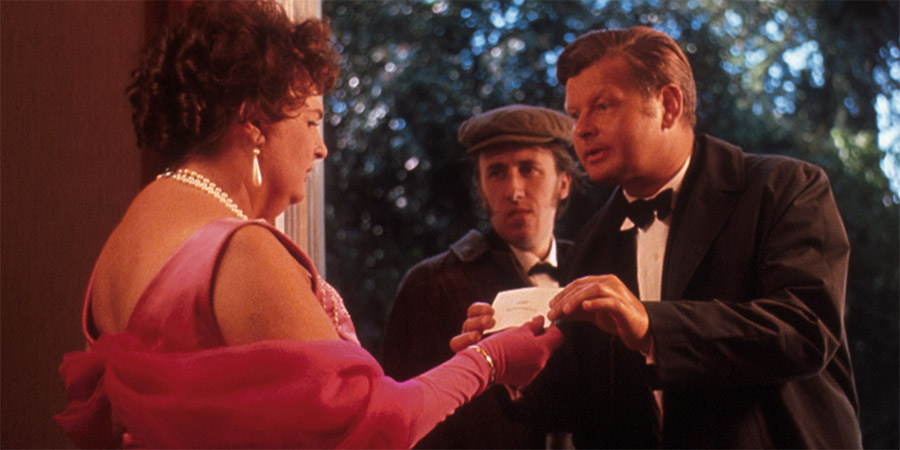 The Waiters. Image shows from L to R: Lady of the House (Pamela Cundell), Waiter (David Battley), Waiter (Benny Hill)