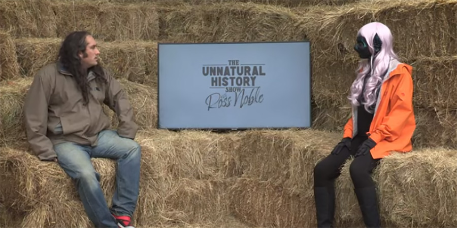 The Unnatural History Show With Ross Noble. Image shows from L to R: Ross Noble (Ross Noble), Professor Shania Coddle (Vivienne Perry)