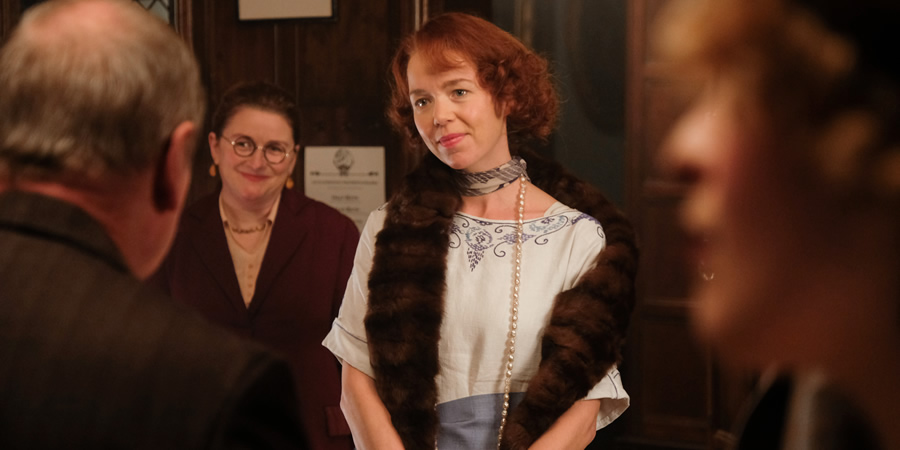 Urban Myths: The Mysterious Case Of Agatha Christie. Image shows from L to R: Dorothy L. Sayers (Rosie Cavaliero), Agatha Christie (Anna Maxwell Martin)