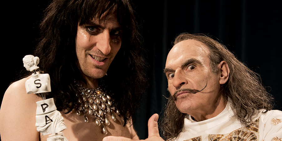 Urban Myths: The Dali And The Cooper. Image shows from L to R: Alice Cooper (Noel Fielding), Salvador Dali (David Suchet)