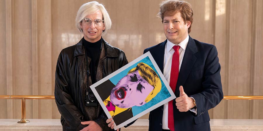 Urban Myths: Andy & The Donald. Image shows from L to R: Andy Warhol (Jack McBrayer), Donald Trump (Anthony Atamanuik). Copyright: Merman