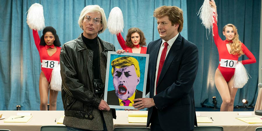 Urban Myths: Andy & The Donald. Image shows from L to R: Andy Warhol (Jack McBrayer), Donald Trump (Anthony Atamanuik). Copyright: Merman