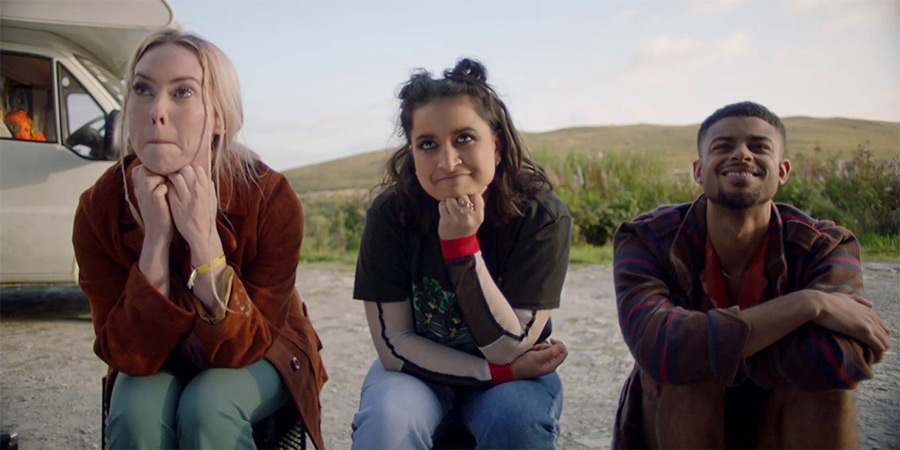 Vandullz. Image shows left to right: Efa (Bethan W Jones), Nadz (Leila Navabi), TJ (Dom Francis)