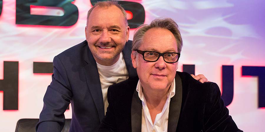 Vic & Bob's Big Night Out. Image shows from L to R: Bob Mortimer, Vic Reeves. Copyright: BBC Studios