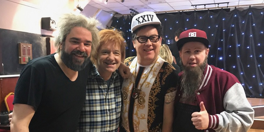 Vic & Bob's Big Night Out. Image shows from L to R: Matt Berry, Bob Mortimer, Vic Reeves, Matt Lucas. Copyright: BBC