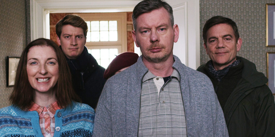 West Skerra Light. Image shows from L to R: Frances / Rhonda (Julie Wilson Nimmo), Gregor (Lorne MacFadyen), Bill (John Gordon Sinclair), Tom (John Michie). Copyright: Hopscotch Films