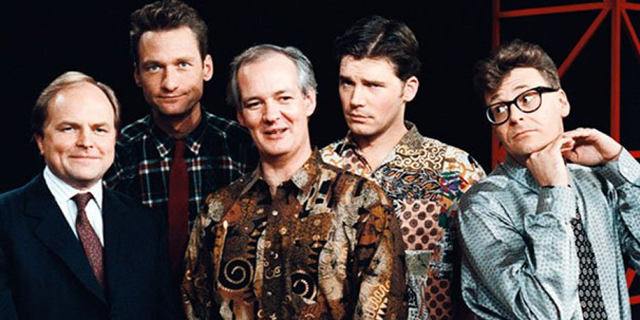 Whose Line Is It Anyway?. Image shows from L to R: Clive Anderson, Ryan Stiles, Colin Mochrie, Neil Mullarkey, Greg Proops. Copyright: Hat Trick Productions