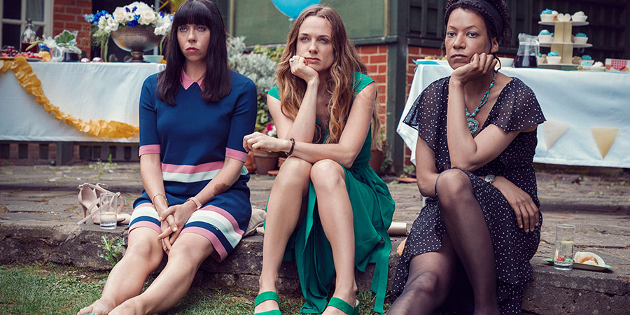 Women On The Verge. Image shows from L to R: Alison (Eileen Walsh), Laura Donegan (Kerry Condon), Katie (Nina Sosanya)