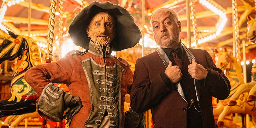 Worzel Gummidge. Image shows from L to R: Worzel (Mackenzie Crook), Mr Peregrine (Bill Bailey)