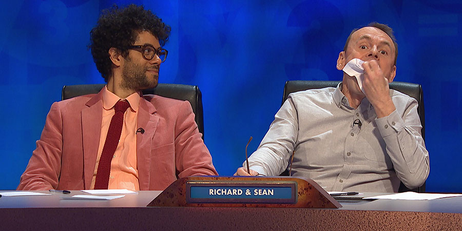 8 Out Of 10 Cats Does Countdown. Image shows from L to R: Richard Ayoade, Sean Lock. Copyright: Zeppotron