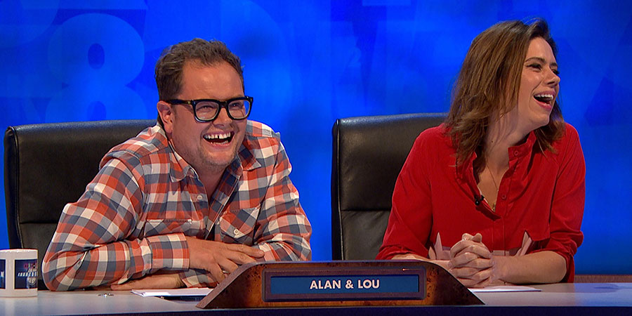 8 Out Of 10 Cats Does Countdown. Image shows from L to R: Alan Carr, Lou Sanders. Copyright: Zeppotron