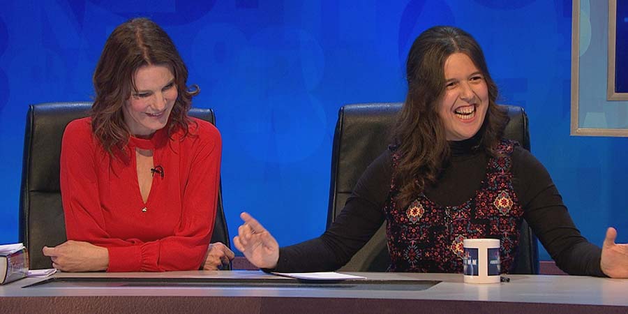 8 Out Of 10 Cats Does Countdown. Image shows from L to R: Susie Dent, Rosie Jones