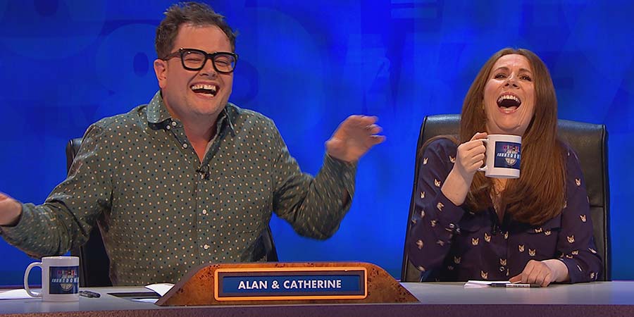 8 Out Of 10 Cats Does Countdown. Image shows from L to R: Alan Carr, Catherine Tate