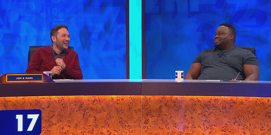 8 Out Of 10 Cats Does Countdown. Image shows from L to R: Jon Richardson, Nabil Abdulrashid