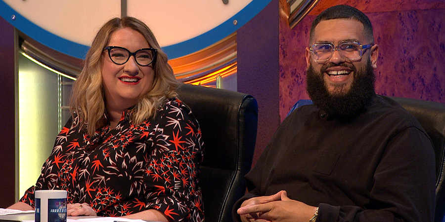 8 Out Of 10 Cats Does Countdown. Image shows left to right: Sarah Millican, Jamali Maddix