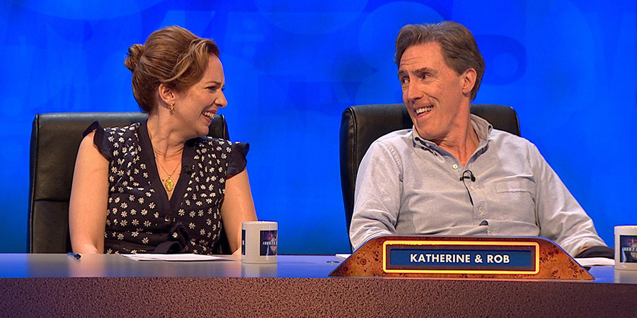 8 Out Of 10 Cats Does Countdown. Image shows left to right: Katherine Parkinson, Rob Brydon