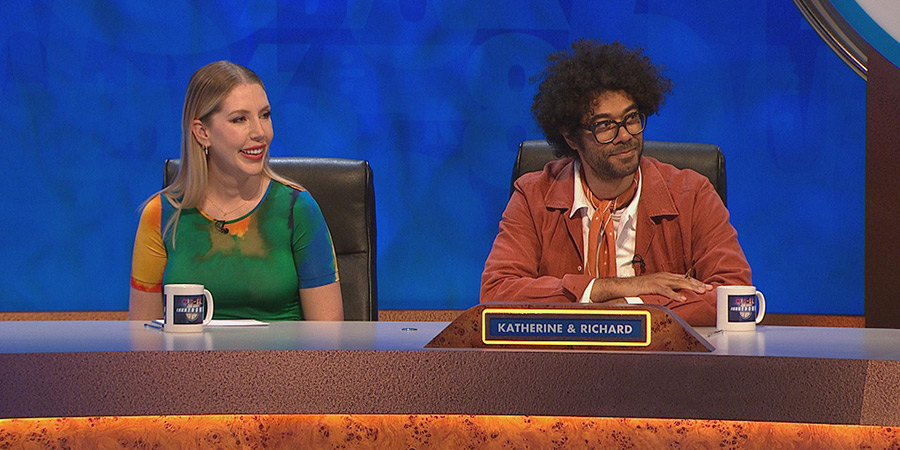 8 Out Of 10 Cats Does Countdown. Image shows left to right: Katherine Ryan, Richard Ayoade