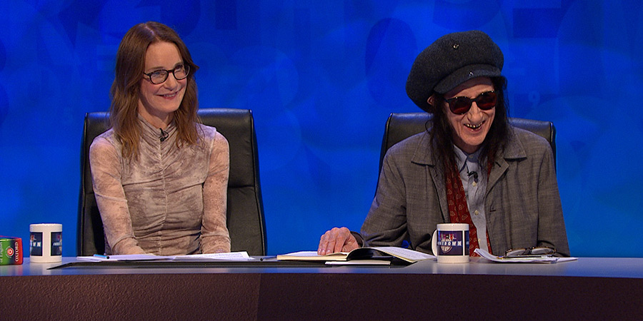 8 Out Of 10 Cats Does Countdown. Image shows left to right: Susie Dent, John Cooper Clarke