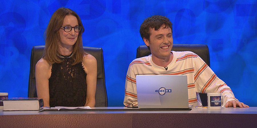 8 Out Of 10 Cats Does Countdown. Image shows left to right: Susie Dent, Sam Campbell