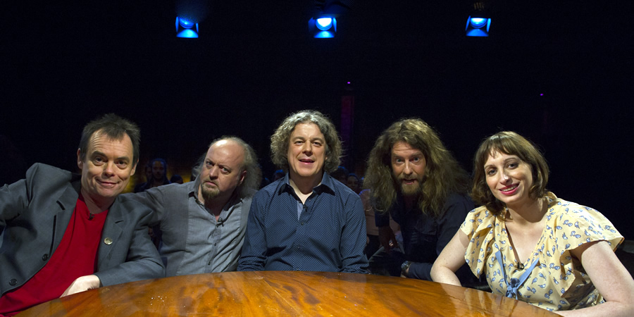 Alan Davies: As Yet Untitled. Image shows from L to R: Kevin Eldon, Bill Bailey, Alan Davies, Craig Campbell, Isy Suttie