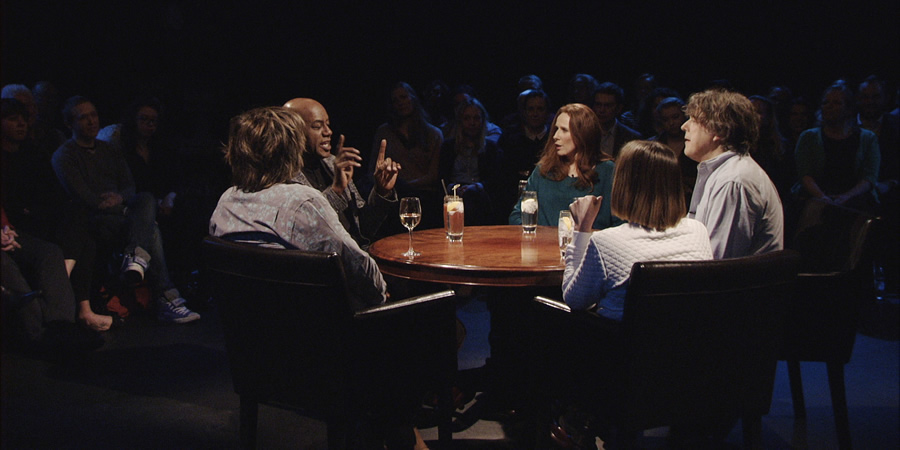 Alan Davies: As Yet Untitled. Image shows from L to R: Milton Jones, Ainsley Harriott, Catherine Tate, Bryony Kimmings, Alan Davies