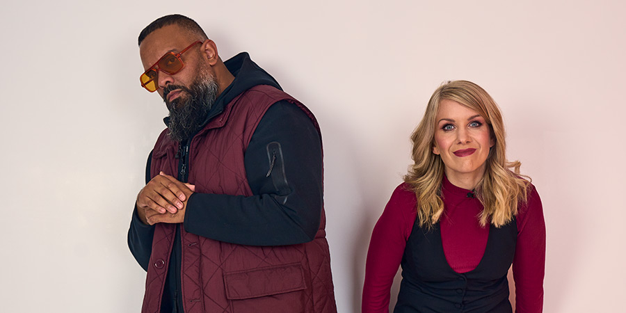 Battle In The Box. Image shows left to right: Guz Khan, Rachel Parris